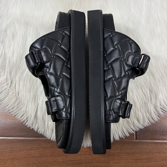 Kurt Geiger Men's Size 43.5 / US 10.5 Black Leather Quilted Orson Slide Sandals - Picture 4 of 13